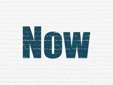 Time concept: Now on wall background Ilustración de archivo