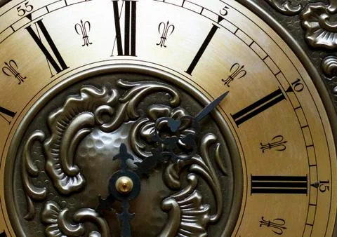 Time concept, old clock, watch dial. Stock Photos