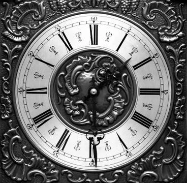 Time concept, old clock, watch dial. Stock Photos