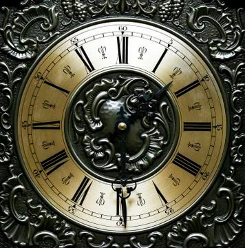 Time concept, old clock, watch dial. Stock Photos