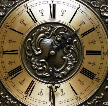Time concept, old clock, watch dial. Stock Photos