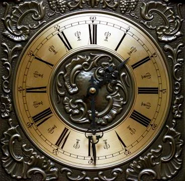 Time concept, old clock, watch dial. Stock Photos