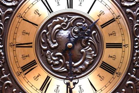 Time concept, old clock, watch dial. Stock Photos