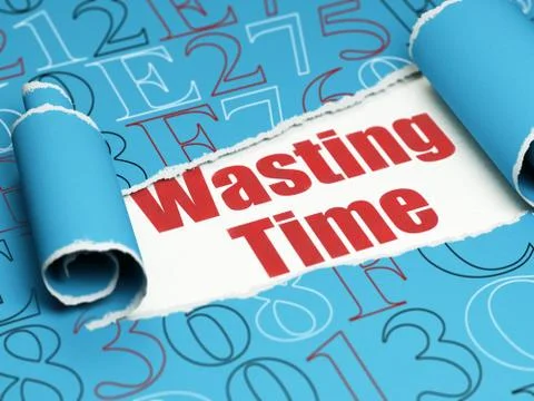Time concept: red text Wasting Time under the piece of  torn paper Illustration