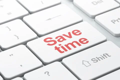 Time concept: Save Time on computer keyboard background Illustrazione stock