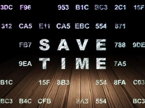 Time concept: Save Time in grunge dark room Stock Illustration