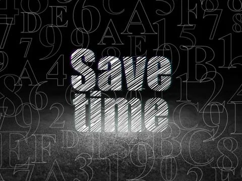 Time concept: Save Time in grunge dark room Stock Illustration
