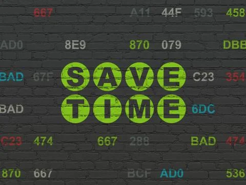 Time concept: Save Time on wall background Stock Illustration
