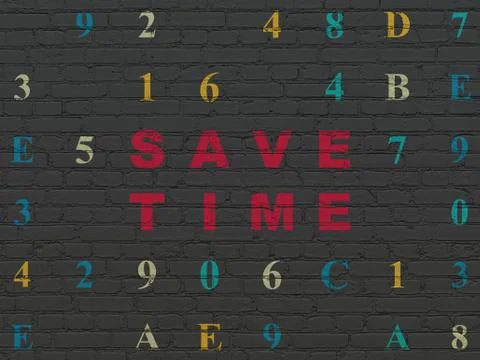 Time concept: Save Time on wall background Stock Illustration