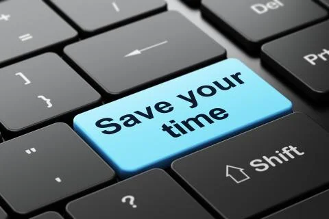 Time concept: Save Your Time on computer keyboard background Illustrazione stock