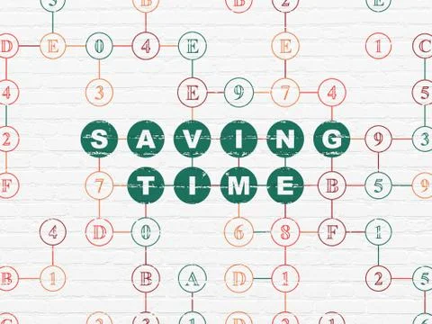 Time concept: Saving Time on wall background Stock-Illustration