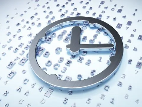 Time concept: Silver Clock on digital background 스톡 일러스트