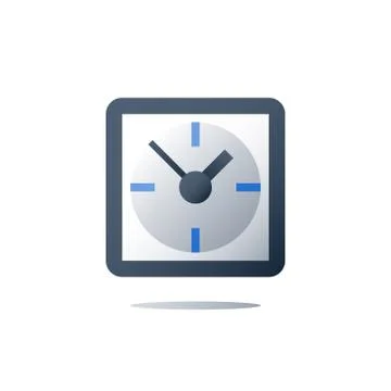 Time concept, square clock, fast services, time period, vector icon Illustrazione stock