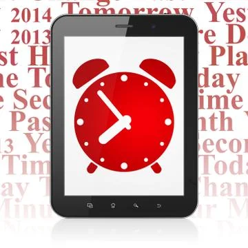 Time concept: Tablet Computer with Alarm Clock on display Stock Illustration