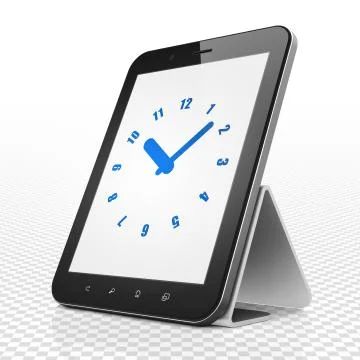 Time concept: Tablet Computer with Clock on display Stock Illustration