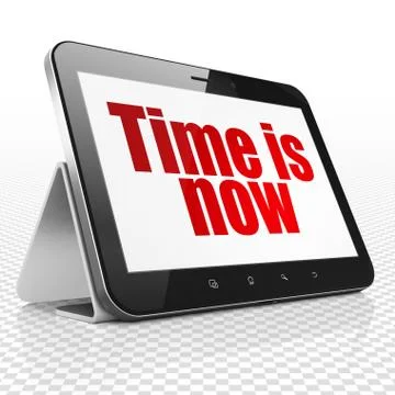 Time concept: Tablet Computer with Time is Now on display Stock Illustration