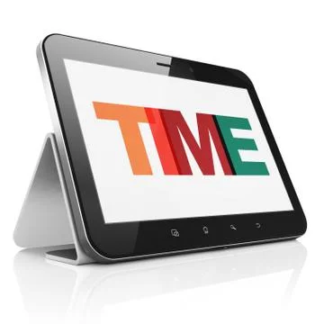 Time concept: Tablet Computer with Time on  display 스톡 일러스트