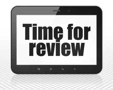 Time concept: Tablet Pc Computer with Time for Review on display Illustrazione stock