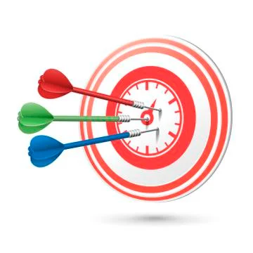 Time concept target with darts hitting on it Stock Illustration