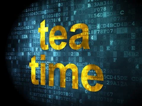 Time concept: Tea Time on digital background Stock Illustration