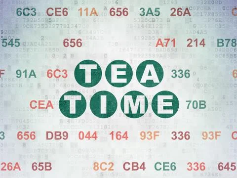 Time concept: Tea Time on Digital Data Paper background イラスト素材