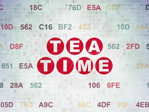 Time concept: Tea Time on Digital Data Paper background Illustration