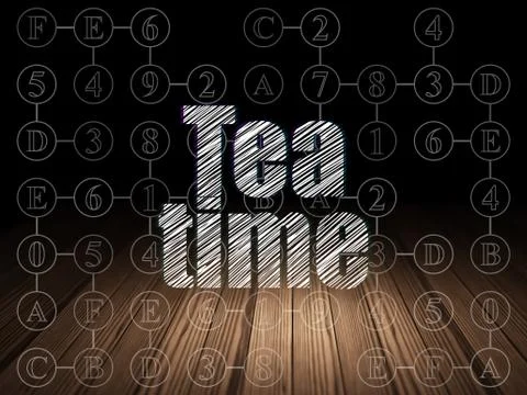 Time concept: Tea Time in grunge dark room Illustration