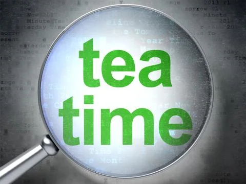 Time concept: Tea Time with optical glass Stockillustratie