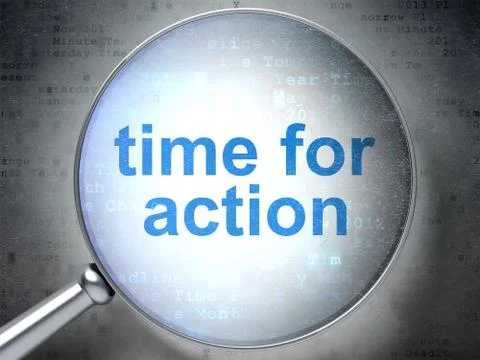 Time concept: Time for Action with optical glass 스톡 일러스트