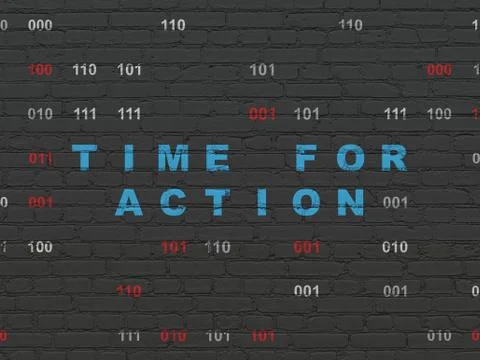 Time concept: Time for Action on wall background Illustrazione stock