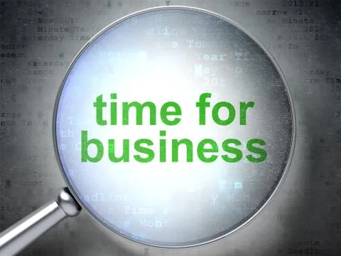 Time concept: Time for Business with optical glass Stockillustratie
