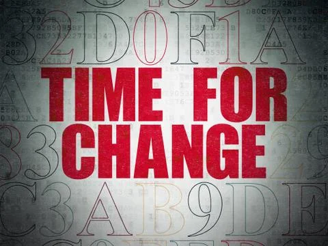 Time concept: Time for Change on Digital Data Paper background Illustration
