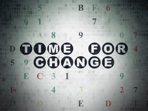Time concept: Time for Change on Digital Data Paper background Illustration