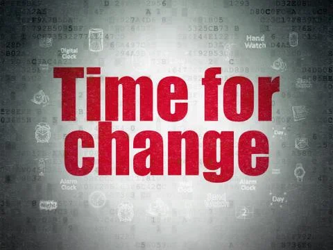 Time concept: Time for Change on Digital Data Paper background Illustration