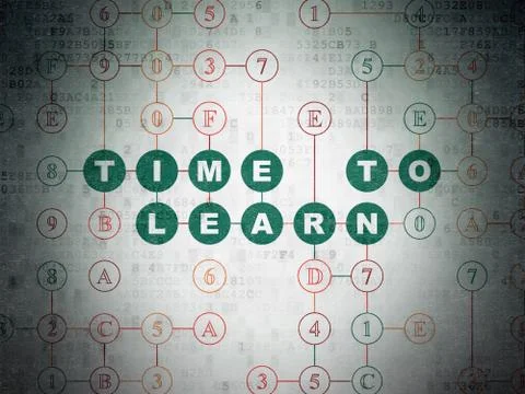 Time concept: Time to Learn on Digital Data Paper background 库存插图