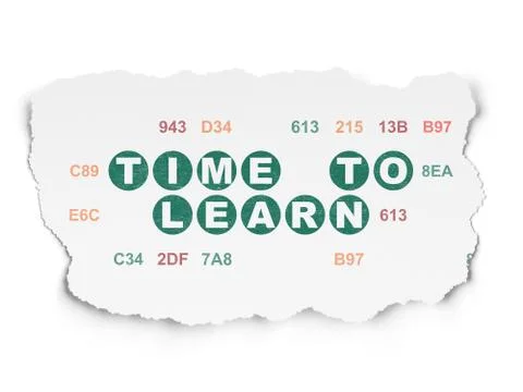 Time concept: Time to Learn on Torn Paper background イラスト素材