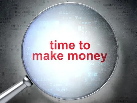 Time concept: Time to Make money with optical glass 库存插图