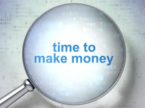 Time concept: Time to Make money with optical glass Illustrazione stock