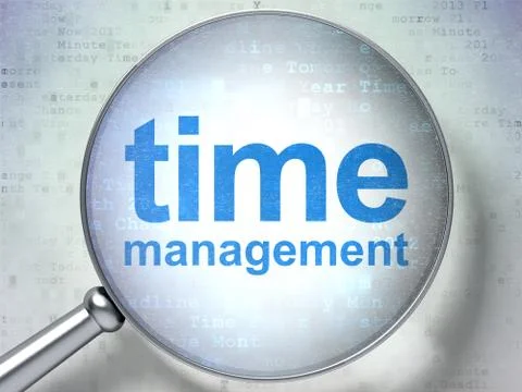 Time concept: Time Management with optical glass Illustrazione stock