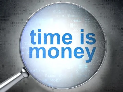 Time concept: Time is Money with optical glass Illustration