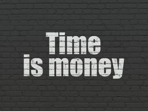Time concept: Time Is money on wall background Ilustración de archivo