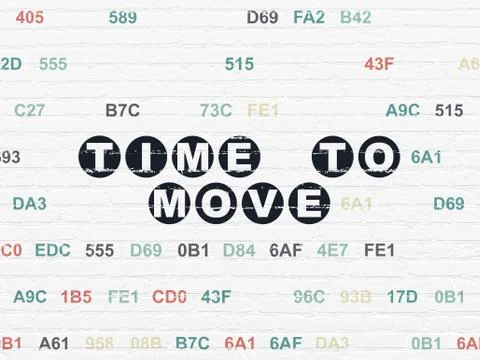 Time concept: Time to Move on wall background Ilustración de archivo