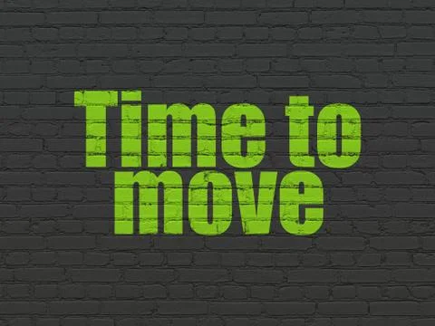 Time concept: Time to Move on wall background Ilustración de archivo
