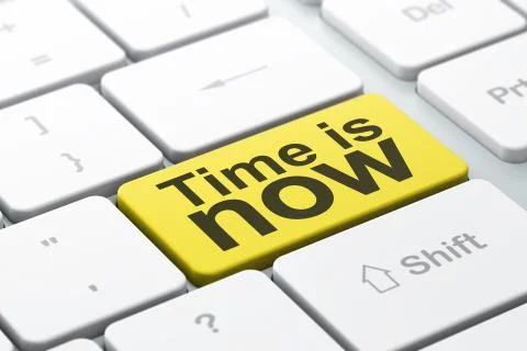 Time concept: Time is Now on computer keyboard background 스톡 일러스트