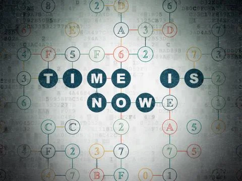 Time concept: Time is Now on Digital Data Paper background Illustration