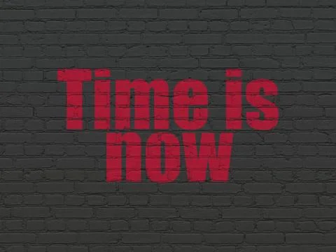 Time concept: Time is Now on wall background Stock Illustration