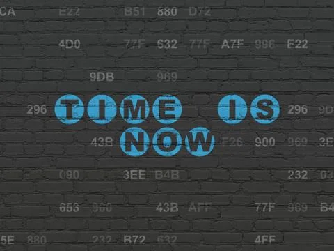 Time concept: Time is Now on wall background Ilustración de archivo