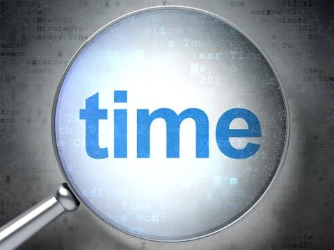 Time concept: Time with optical glass 库存插图