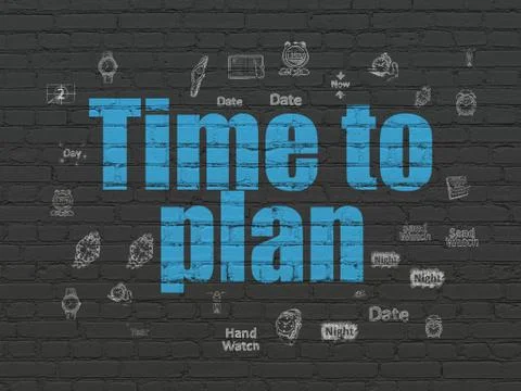 Time concept: Time to Plan on wall background Ilustración de archivo