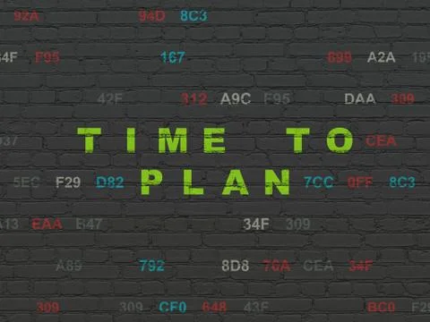 Time concept: Time to Plan on wall background Ilustración de archivo